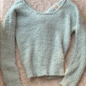 Fluffy Sweater with Open Back